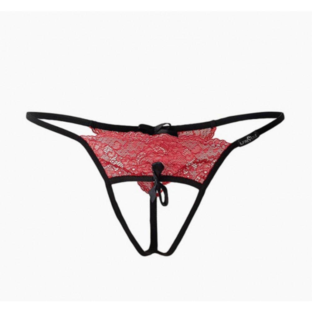 Трусики с доступом и красным кружевом Le Frivole Easy to love (L/XL, 46-48)