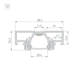 Профиль STRETCH-20-CEIL-D-CENTER-2000 BLACK (Arlight, Алюминий) 042946