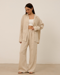 Рубашка 07, из 100% льна, бежевая