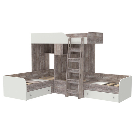 Кровать-чердак КарИВи Трио Бетон Белый