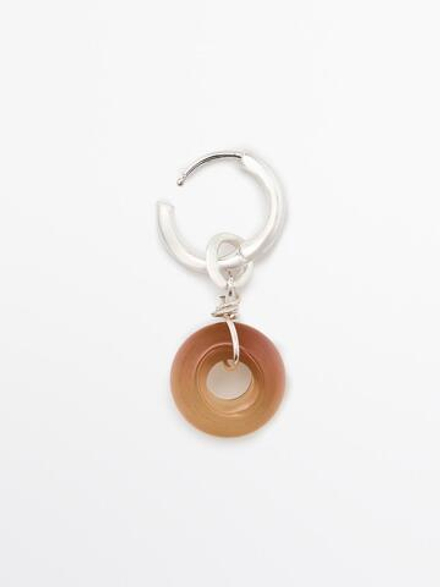 Massimo Dutti Серьги-кольца с камнем, горчично-желтый