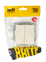 BRITE Выключатель 2-клавишный с индикацией 10А ВС10-2-1-БрКр бежевый IEK