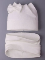 Шапка для девочки осенняя с ушками и снуд