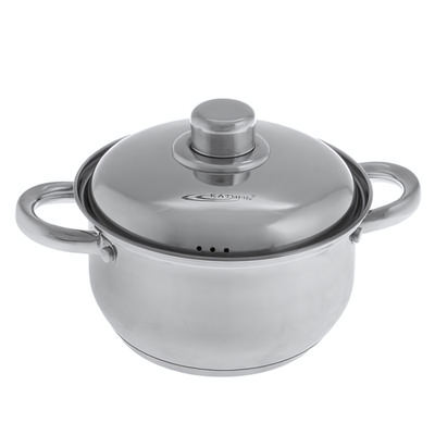 Кастрюля нержавеющая сталь 2,5 л ГРЕТТА с металлической крышкой, толщина дна 3 мм, индукция, для всех видов плит