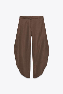 ZARA ШИРОКИЕ БРЮКИ С РАЗРЕЗАМИ — ZW COLLECTION, КОРИЧНЕВЫЙ