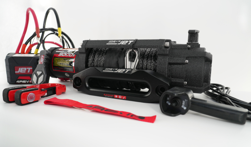 Лебедка автомобильная 4REVO JET 9000s 12В (Синтетический трос)