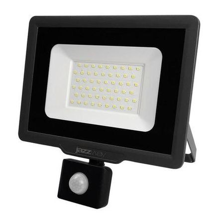 Прожектор светодиодный PFL-C3 SENSOR 50Вт 6500К IP65 ДО закален. прозр. стекло датчик движения инфракрасный Pro JazzWay 5026940A
