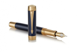 Перьевая ручка Parker Duofold Prestige Centennial, Blue Chevron GT Foutain Pen Fine, перо: F, цвет чернил: black, в подарочной упаковке.