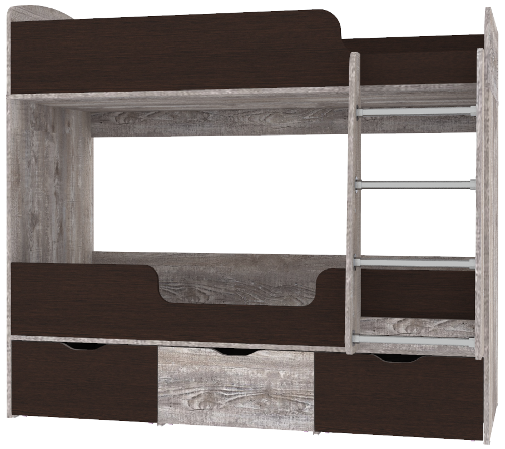 Кровать двухъярусная КарИВи Малыш Двойняшка Бетон Венге