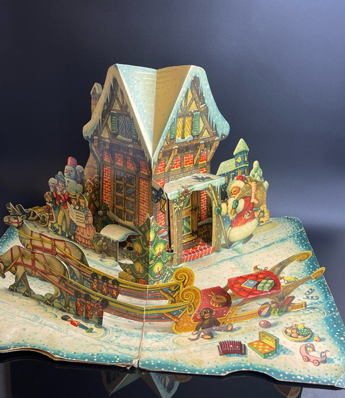 Книжка объемная картинка. Рождество, Новый Год Father Christmas pop-up book, Войтех Кубашта 1950е ,made in Czechoslovakia