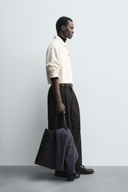 ZARA ПОЛО СВОБОДНОГО КРОЯ ИЗ СТРУКТУРНОЙ ТКАНИ, БЕЛЫЙ