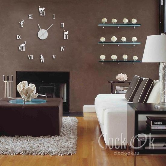 Настенные 3D часы Charm Cat