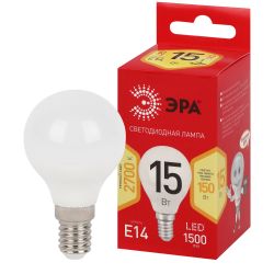 Лампа светодиодная ЭРА RED LINE LED P45-15W-827-E14 R 15Вт шар теплый белый свет E14 | Лампы cветодиодные Шар (G/P)