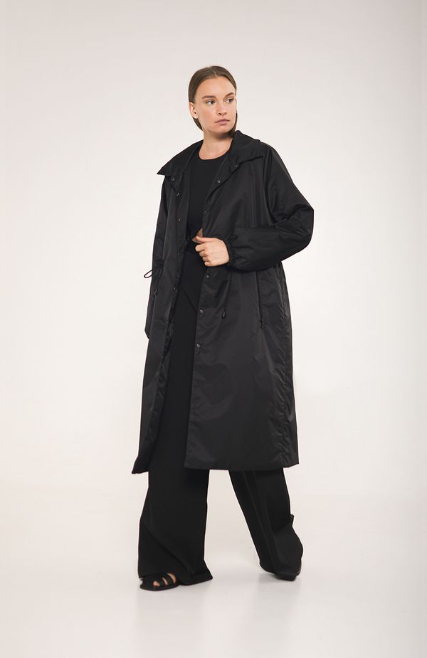 Парка-плащ AW012 черный - фото 4