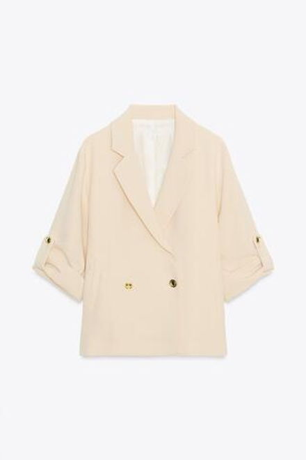ZARA ДВУБОРТНЫЙ БЛЕЙЗЕР, ПЕСОЧНЫЙ