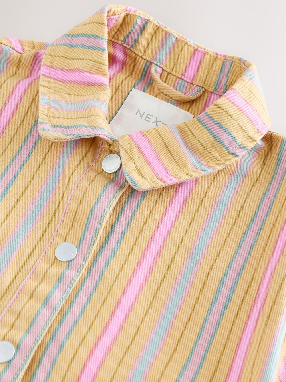 Куртка джинсовая для девочки Next AL1-589, Бежевый, Розовый, Синий