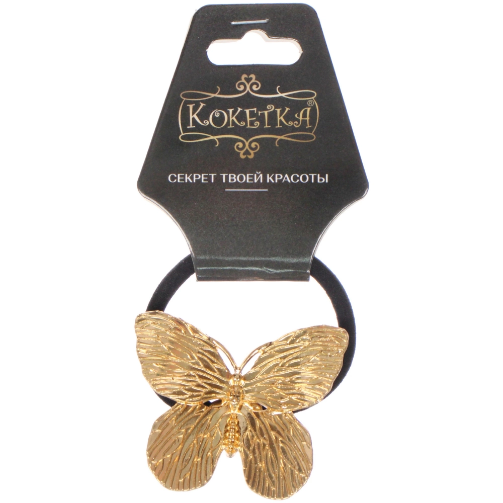 Резинка для волос с декором «AKS - DesignPRO», бабочка, цвет золото, 5*4,5см