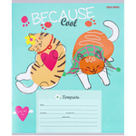 Тетрадь 12л., линия, Проф-Пресс, скрепка, блок офсет, мелованная обложка, твин лак, "Большие котики", 5 дизайнов в спайке