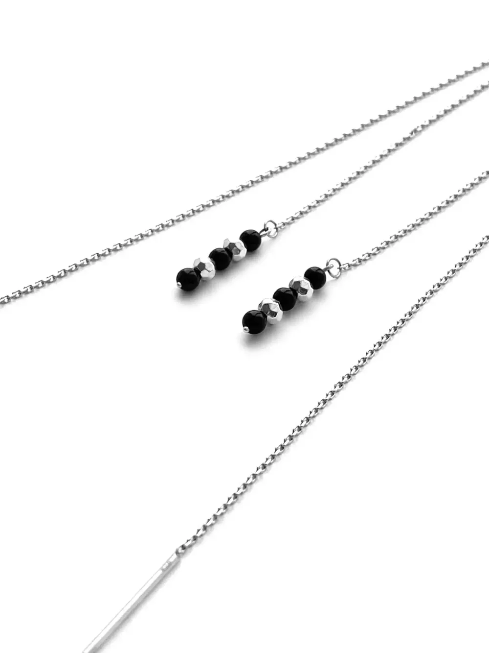 Серьги-протяжки Точка с агатом