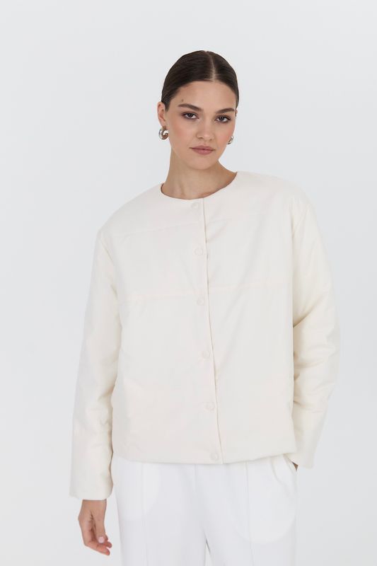 Куртка стеганая короткая, молочный