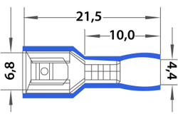 Плоская клемма REXANT, полностью изолированная, гнездо 6.6 мм 1.5-2.5 кв.мм, 100 шт 08-0632