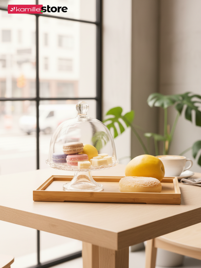 Поднос прямоугольный 33х22 см. бамбуковый с бортиком