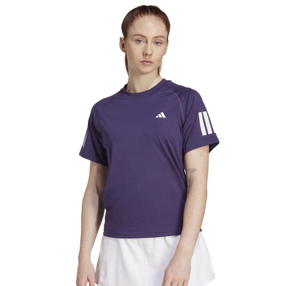 Женская теннисная футболка Adidas Club 3 Stripes - aurora plum