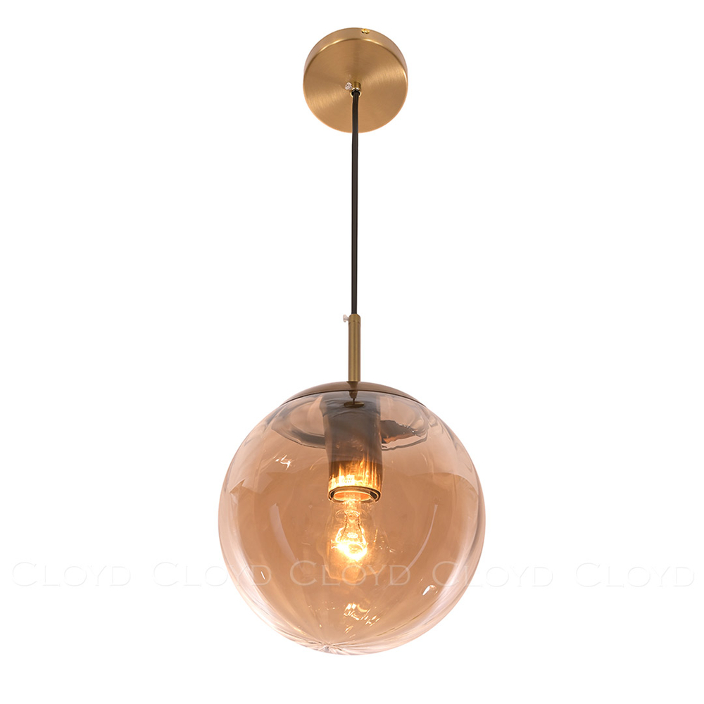 Подвесной светильник Cloyd BRINN-A P1 / Ø20 см - латунь - янтарный (арт.11423)