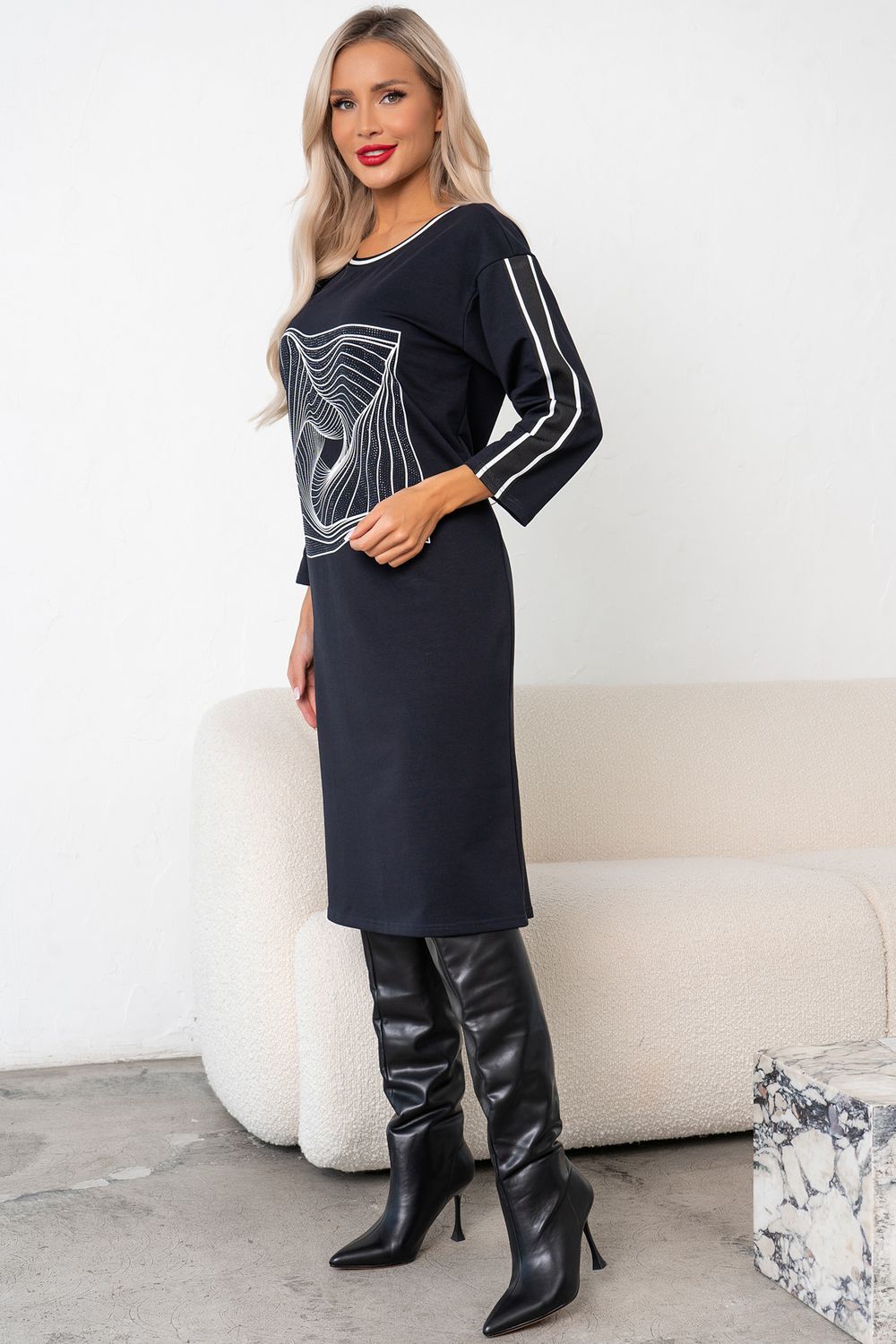 Платье в стиле Спорт-шик (синий) Р11-1228/2 Nikol