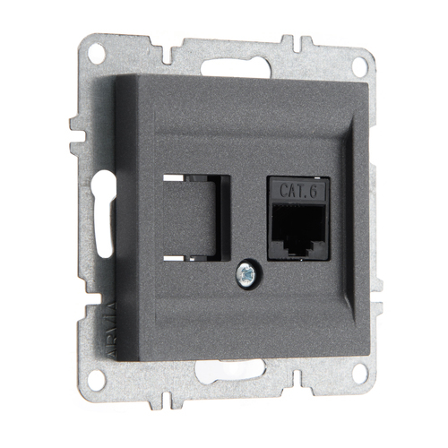 Розетка компьютерная ARVIA Electric, кат. 6, 1 гнездо, антрацит 50042000247