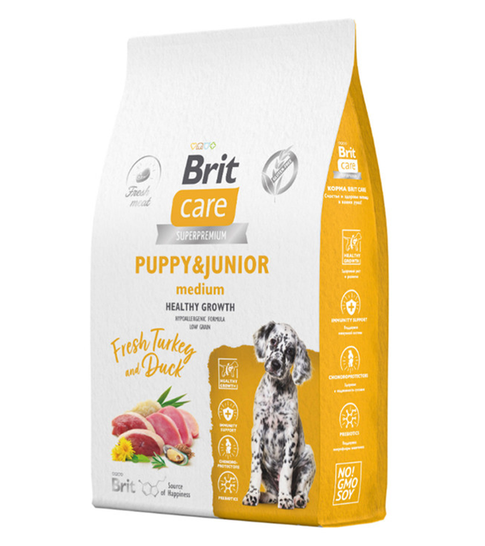 Brit Care Medium Puppy Индейка с Уткой 1,5кг.