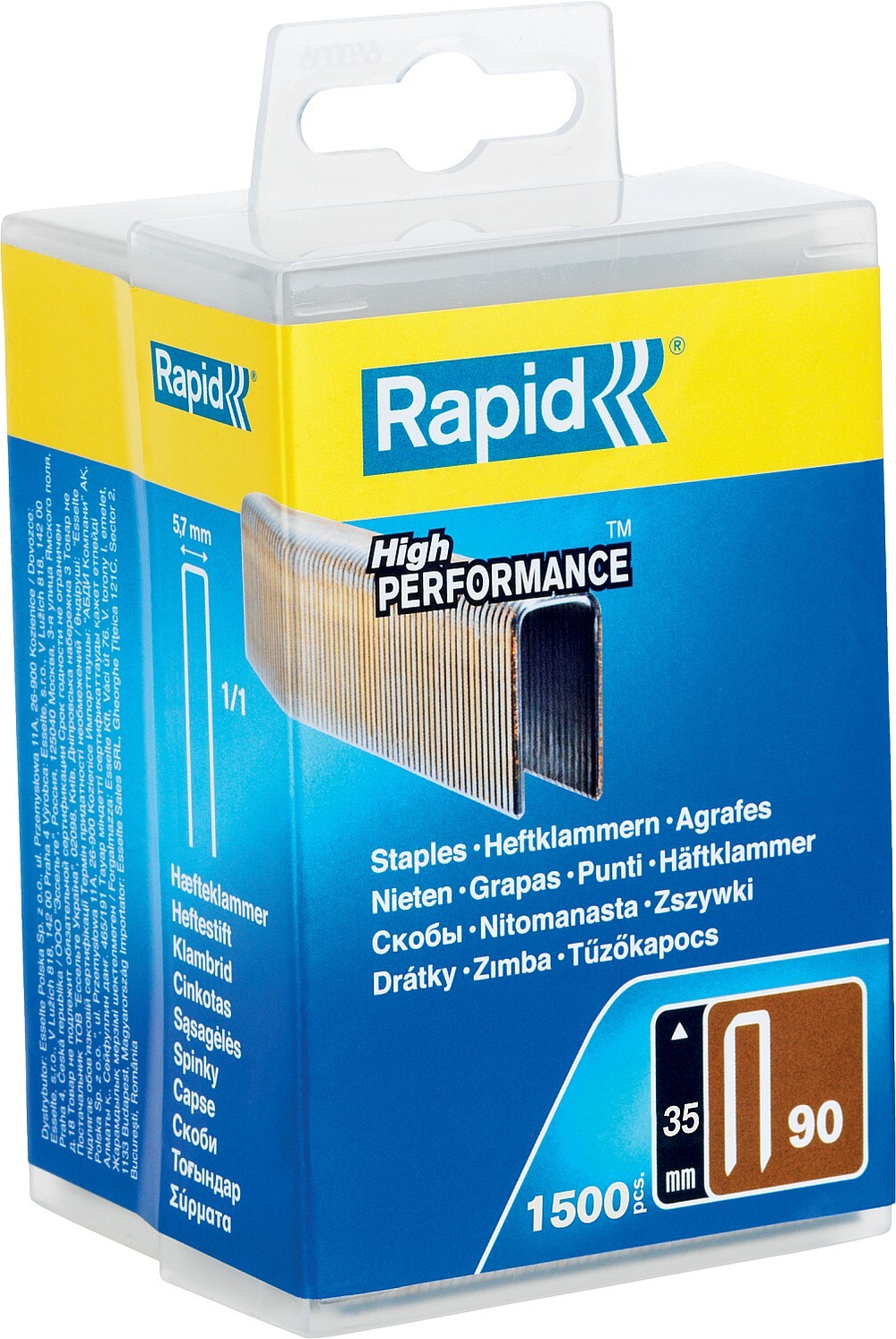 RAPID 35 мм скобы узкие, супертвердые, закаленные тип 90, 1500 шт
