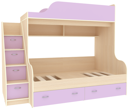 Двухъярусная кровать КарИВи Дуэт-15 с лестницей Комод КарИВиом Дуб Молочный Ирис