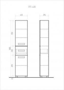 Пенал для ванной Vigo Plaza 40 П17 (1885х400х300 мм)