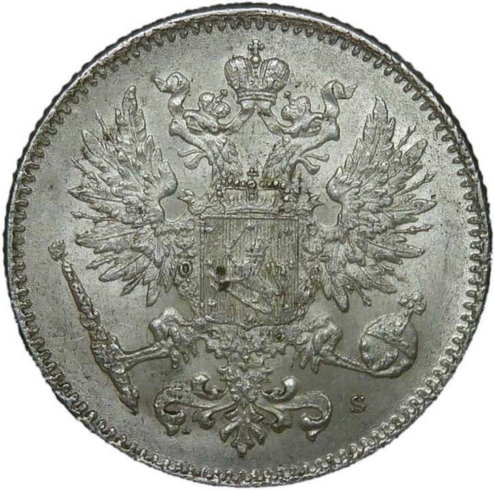 50 пенни (pennia) 1917, двор S, гербовый орел с коронами (XF-AU)