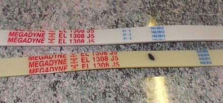 Ремень 1308 J5 EL Megadyne для стиральной машины 1250мм белый, красная надпись