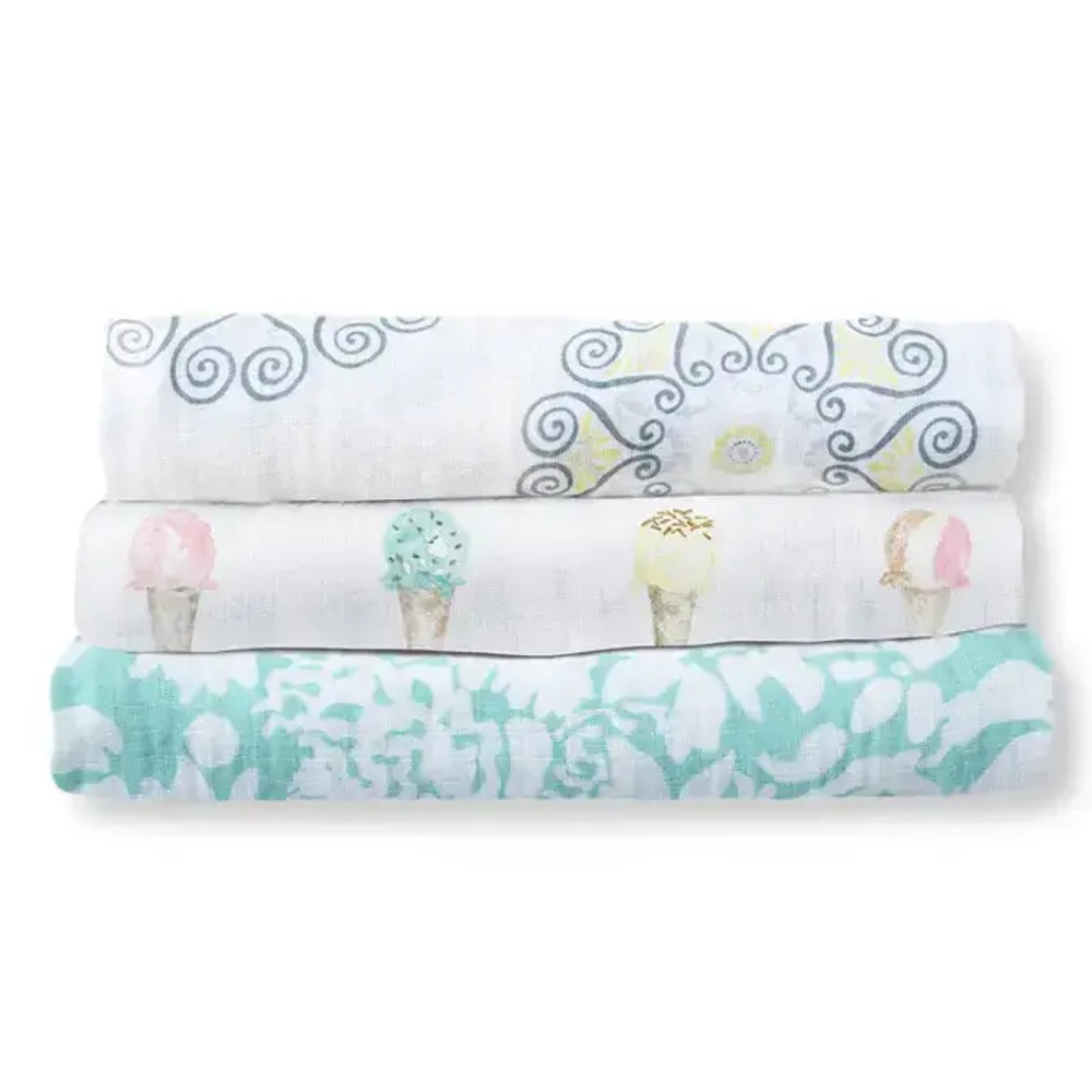 SwaddleDesigns SD-454SC-520MC-452Y Набор пеленок маркизет 3шт.