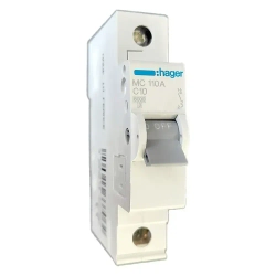 Автоматический выключатель, 10А, 1P, C, 6 kA, Hager, MC110A
