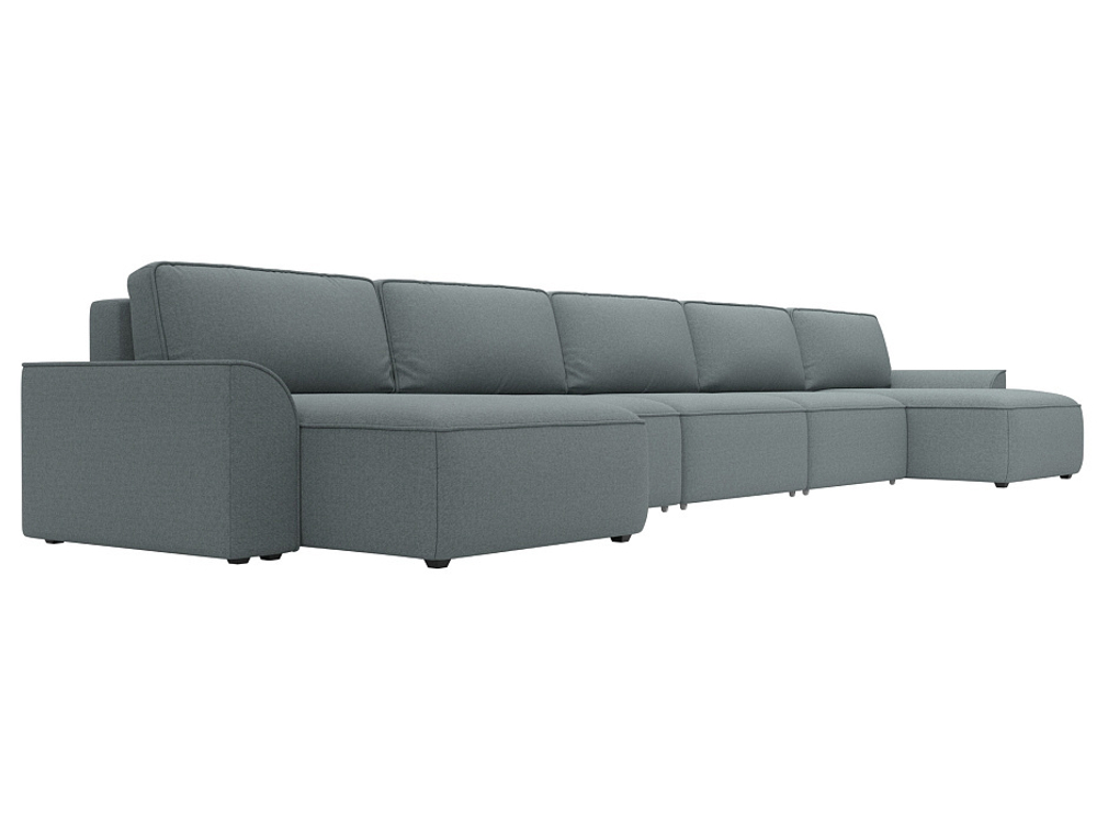 Диван П-образный Лига-048 НПБ МегаЛонг, Амур 07 серый, Рогожка, 128316