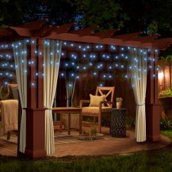 Садовая гирлянда ЭРА ERASF22-29 Бахрома на солнечной батарее холодный свет 3.8*0.5 м