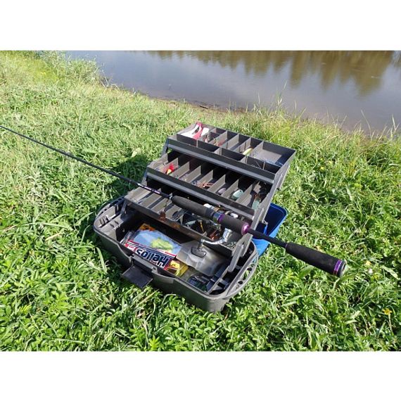 Ящик рыболова Helios трехполочный синий