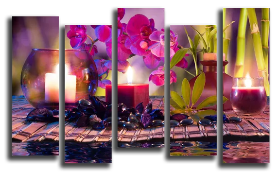 Модульная картина "Бамбук и свечи"