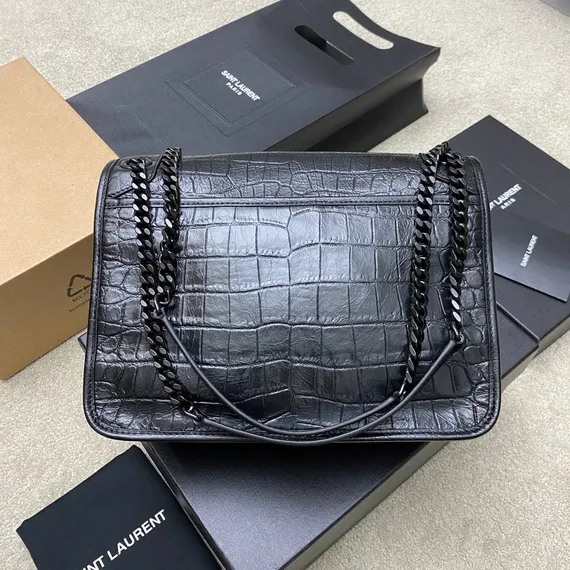 Кожаная сумка через плечо Saint Laurent Niki embossed с крокодиловым тиснением