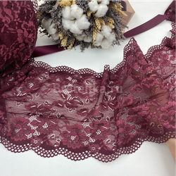 Кружево эластичное бордовое 21 см