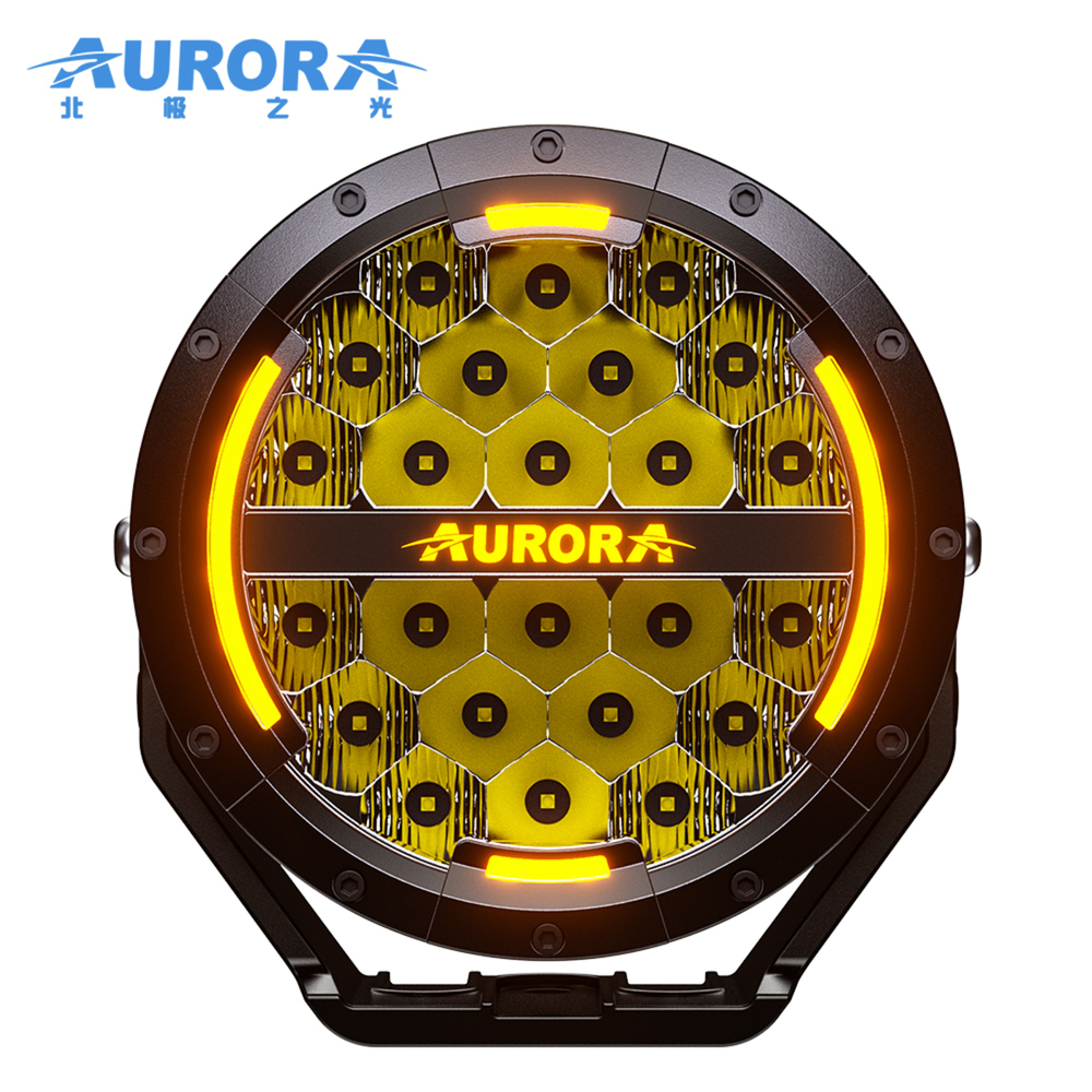 Светодиодная фара Aurora Комбинированный белый свет с ДХО белый и янтарный свет 7"(≈18 см)