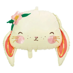 Шар Фольгированный Зайка с цветком голова (Ассорти)