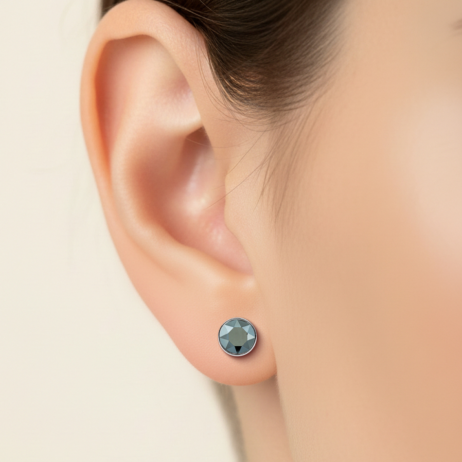 Серьги пусеты Fiore Luna Jet Hemitate SWE298 JH S