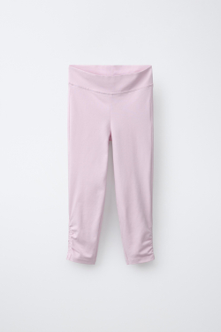 ZARA ЛЕГИНСЫ КАПРИ СО СБОРКОЙ, РОЗОВЫЙ