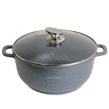 Кастрюля 6,5 л. из литого алюминия Kamille КМ 4426 с мраморным покрытием