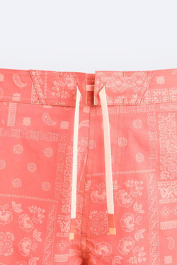 ZARA ДЛИННЫЕ ПЛАВКИ С ПРИНТОМ ПЕЙСЛИ, ОГНЕННО-КОРАЛЛОВЫЙ